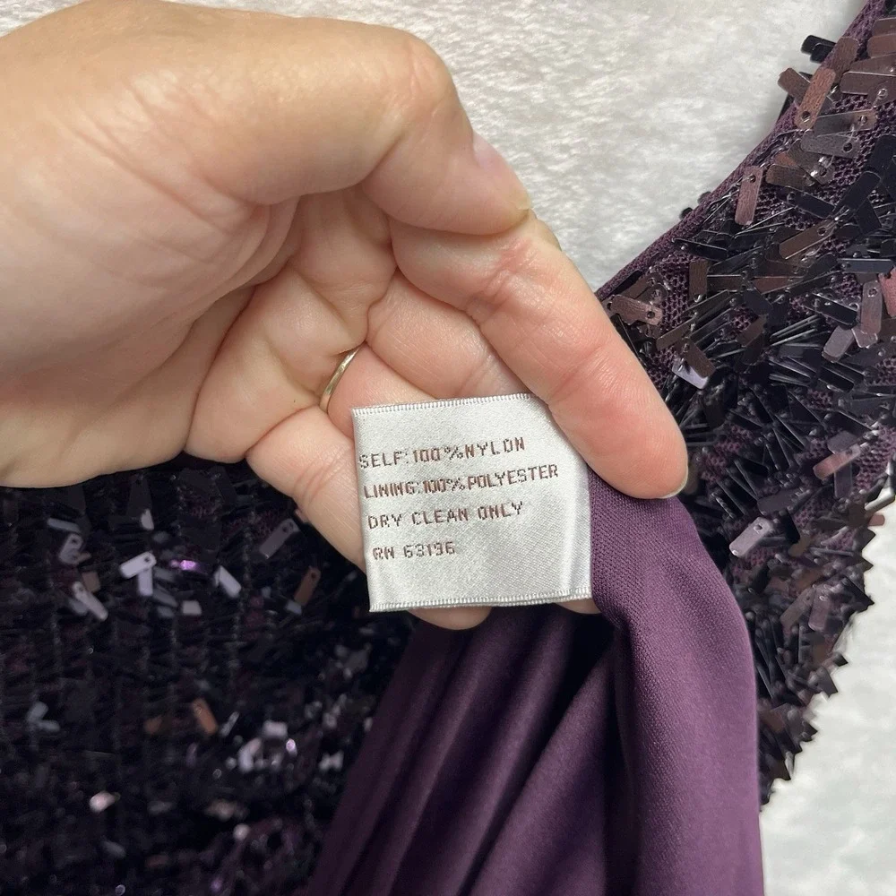 Suzi Chen for Maggy Boutique Sequin Mini Dress Womens 14 Purple Cocktail Party